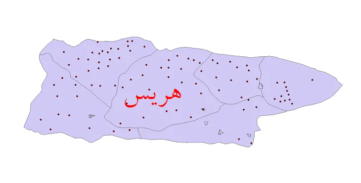 دانلود نقشه شیپ فایل (GIS) تقسیمات سیاسی شهرستان هریس سال 1400