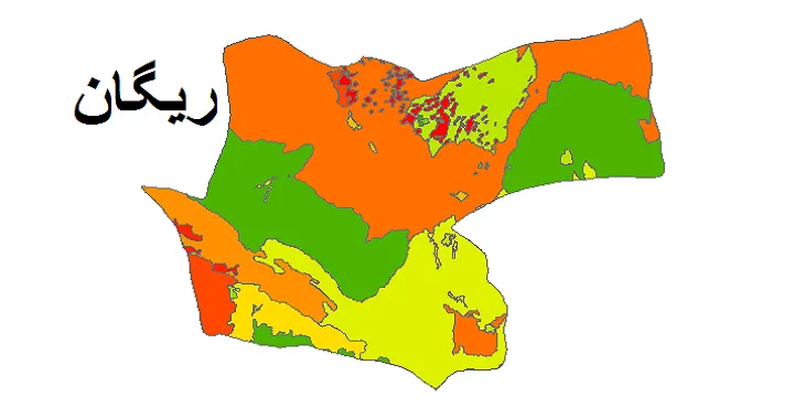بروزترین نقشه شیپ فایل کاربری اراضی شهرستان ریگان + PDF