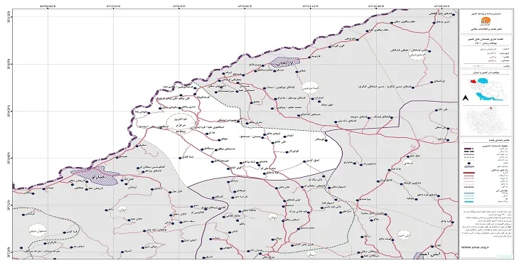 نقشه روستاهای شهرستان خداآفرین + کیفیت بالا