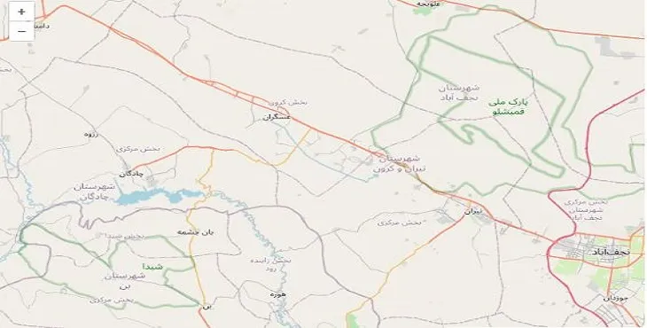 دانلود نقشه شهرستان تیران و کرون + pdf با کیفیت بالا