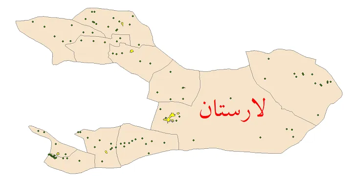 دانلود نقشه شیپ فایل (GIS) تقسیمات سیاسی شهرستان لارستان سال 1400