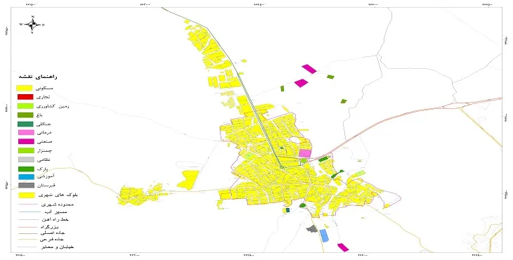 نقشه شیپ فایل (GIS) شهر چادگان سال 1404 + عکس با کیفیت