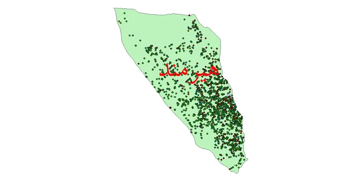 دانلود نقشه شیپ فایل جمعیت نقاط شهری و روستایی شهرستان هیرمند از سال 1335 تا 1395