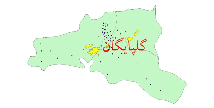 دانلود نقشه شیپ فایل (GIS) تقسیمات سیاسی شهرستان گلپایگان سال 1400