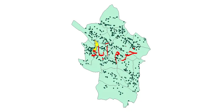 دانلود نقشه شیپ فایل (GIS) تقسیمات سیاسی شهرستان خرم آباد سال 1400