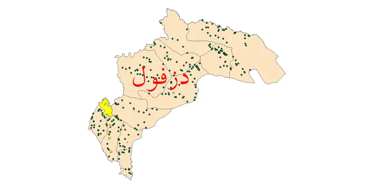 دانلود نقشه شیپ فایل (GIS) تقسیمات سیاسی شهرستان دزفول سال 1400