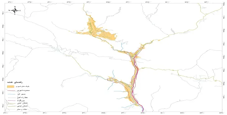 نقشه خیابان‌ها و معابر شهر فشم + عکس کیفیت بالا