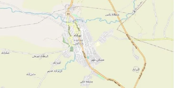 دانلود نقشه شهر نور آباد دلفان + pdf با کیفیت بالا