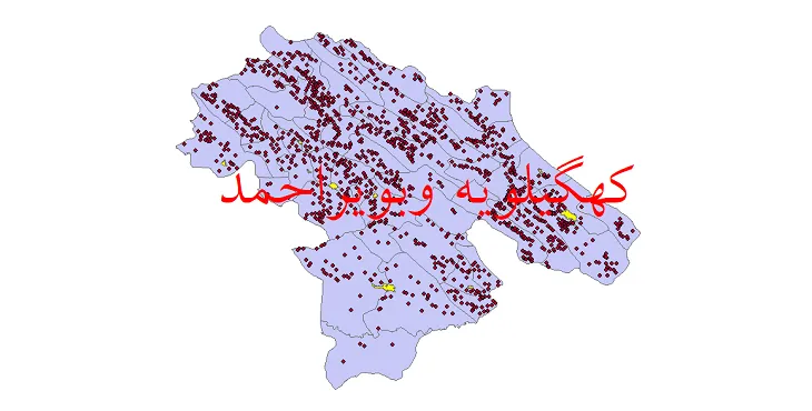 دانلود نقشه شیپ فایل (GIS) تقسیمات سیاسی استان کهگیلویه و بویراحمد سال 1400
