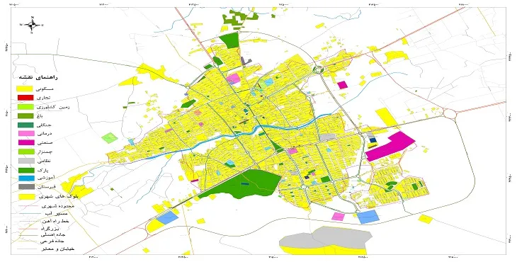 نقشه شیپ فایل (GIS) شهر خمین 1405 + عکس با کیفیت