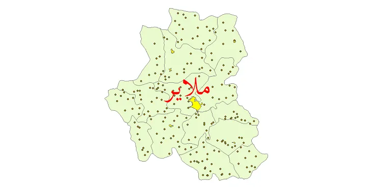 دانلود نقشه شیپ فایل (GIS) تقسیمات سیاسی شهرستان ملایر سال 1400