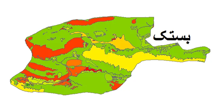 بروزترین نقشه شیپ فایل کاربری اراضی شهرستان بستک + PDF