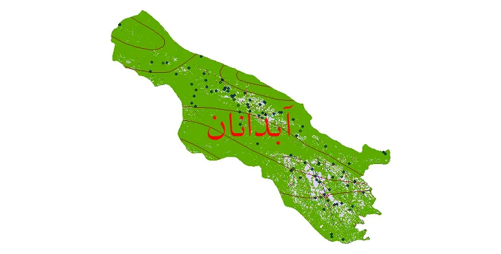 دانلود نقشه های شیپ فایل شهرستان آبدانان + کاملترین لایه GIS