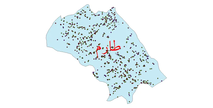 دانلود نقشه شیپ فایل جمعیت نقاط شهری و روستایی شهرستان طارم از سال 1335 تا 1395