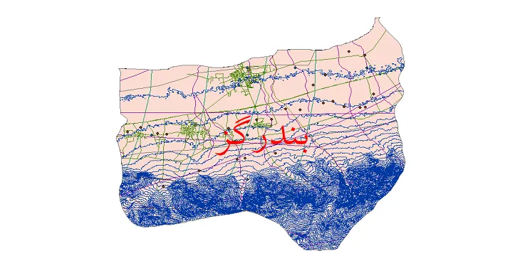 دانلود نقشه های شیپ فایل شهرستان بندر گز + کاملترین لایه GIS
