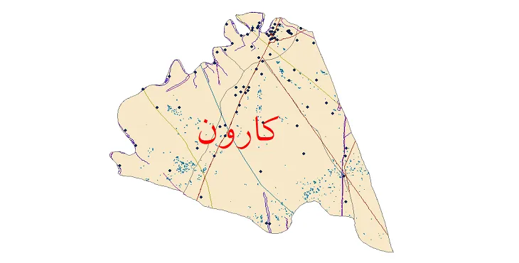 دانلود نقشه های شیپ فایل شهرستان کارون + کاملترین لایه GIS