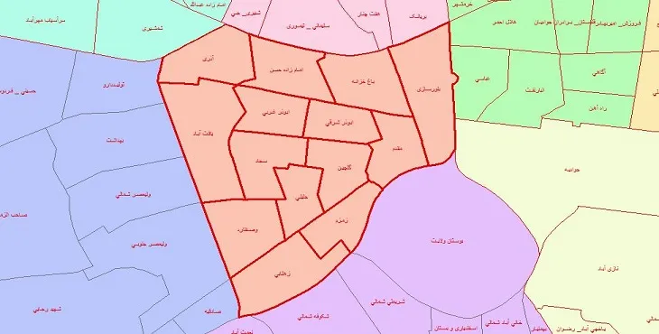 دانلود نقشه شیپ فایل محلات منطقه 17 شهر تهران