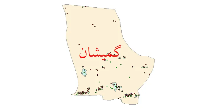 دانلود نقشه شیپ فایل جمعیت نقاط شهری و روستایی شهرستان گمیشان از سال 1335 تا 1395