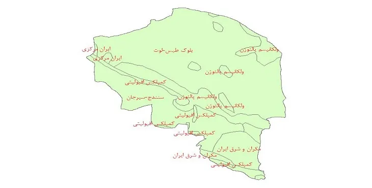 دانلود نقشه شیپ فایل (لایه GIS) ساختار زمین ساختی استان کرمان