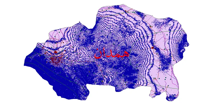 دانلود نقشه های شیپ فایل شهرستان همدان + کاملترین لایه GIS