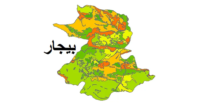 بروزترین نقشه شیپ فایل کاربری اراضی شهرستان بیجار + PDF
