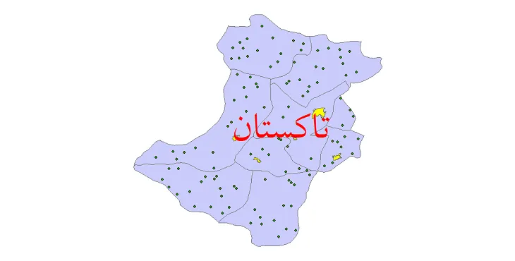 دانلود نقشه شیپ فایل (GIS) تقسیمات سیاسی شهرستان تاکستان سال 1400