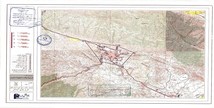 نقشه محدوده و حریم شهر آبدانان | کیفیت بالا