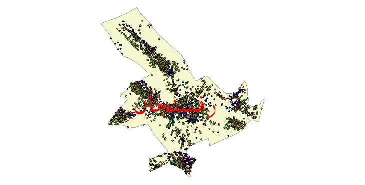 دانلود نقشه شیپ فایل جمعیت نقاط شهری و روستایی شهرستان رفسنجان از سال 1335 تا 1395