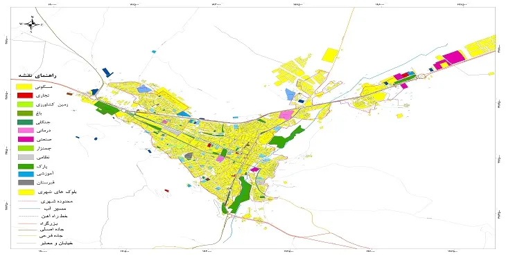 نقشه شیپ فایل (GIS) شهر بیجار 1404 + عکس با کیفیت