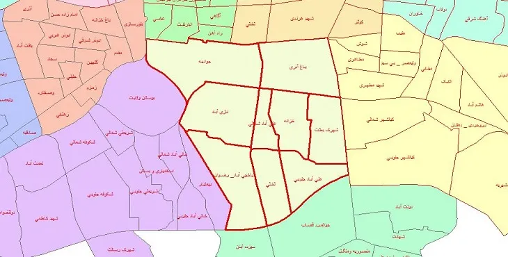 دانلود نقشه شیپ فایل محلات منطقه 16 شهر تهران