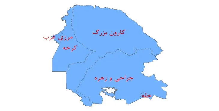 دانلود نقشه شیپ فایل (لایه GIS) حوضه های آبریز استان خوزستان