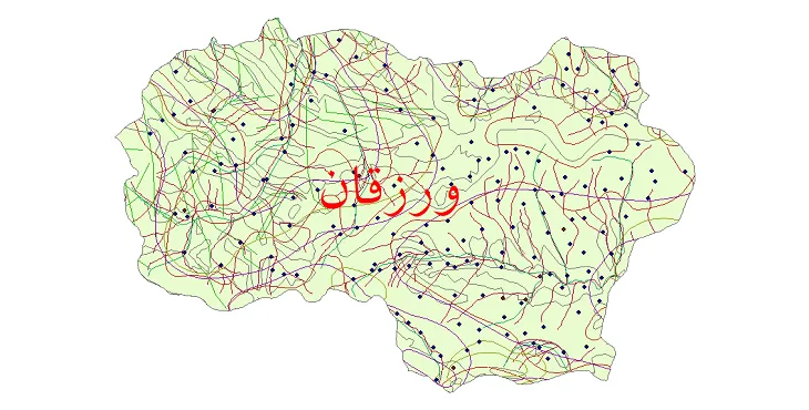 دانلود نقشه های شیپ فایل شهرستان ورزقان + کاملترین لایه GIS