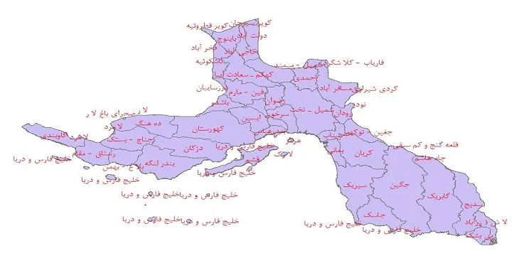 دانلود نقشه شیپ فایل دشت های استان هرمزگان