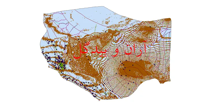 دانلود نقشه های شیپ فایل شهرستان آران و بیدگل + کاملترین لایه GIS