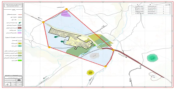 نقشه محدوده و حریم شهر دندی | کیفیت بالا