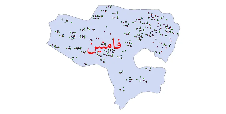 دانلود نقشه شیپ فایل جمعیت نقاط شهری و روستایی شهرستان فامنین از سال 1335 تا 1395