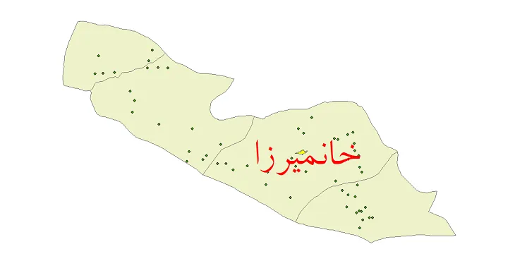 دانلود نقشه شیپ فایل (GIS) تقسیمات سیاسی شهرستان خانمیرزا سال 1400