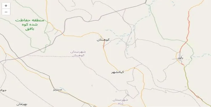 دانلود نقشه شهرستان کوهبنان + pdf با کیفیت بالا