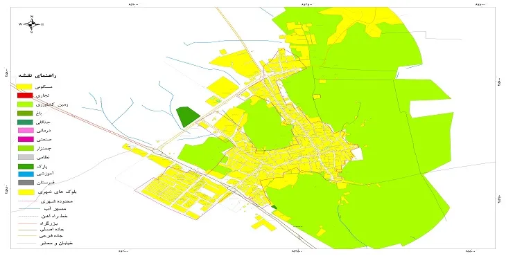 نقشه شیپ فایل (GIS) شهر حسن آباد اصفهان سال 1404 + عکس با کیفیت