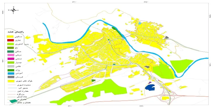 نقشه شیپ فایل (GIS) شهر باغ بهادران سال 1404 + عکس با کیفیت