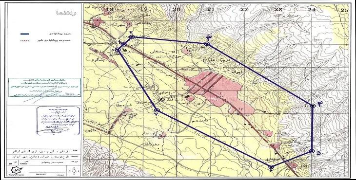 نقشه محدوده و حریم شهر ایوان | کیفیت بالا