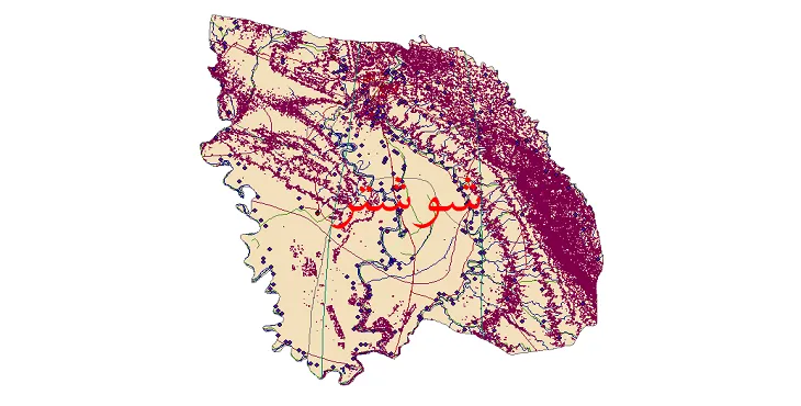 دانلود نقشه های شیپ فایل شهرستان شوشتر + کاملترین لایه GIS