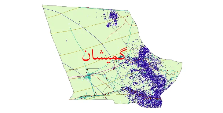 دانلود نقشه های شیپ فایل شهرستان گمیشان + کاملترین لایه GIS