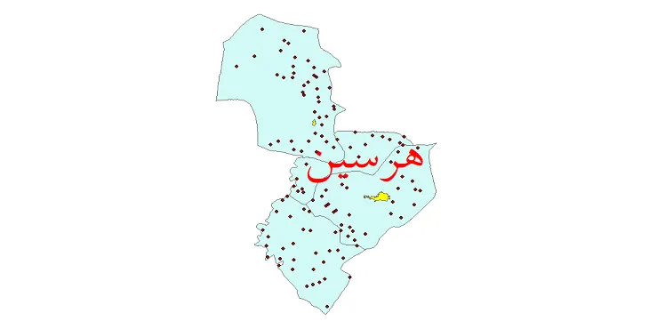 دانلود نقشه شیپ فایل (GIS) تقسیمات سیاسی شهرستان هرسین سال 1400