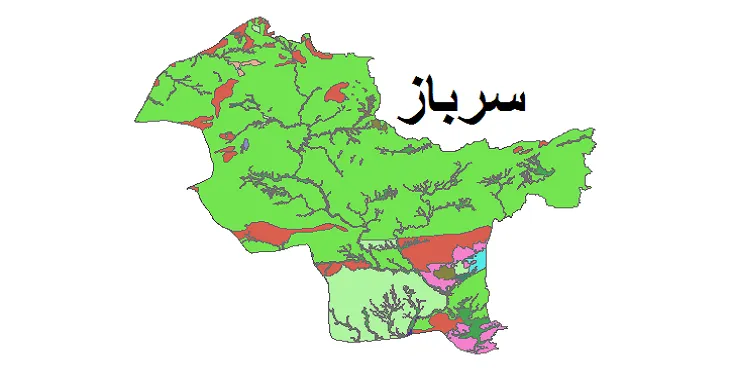 بروزترین نقشه شیپ فایل کاربری اراضی شهرستان سرباز + PDF