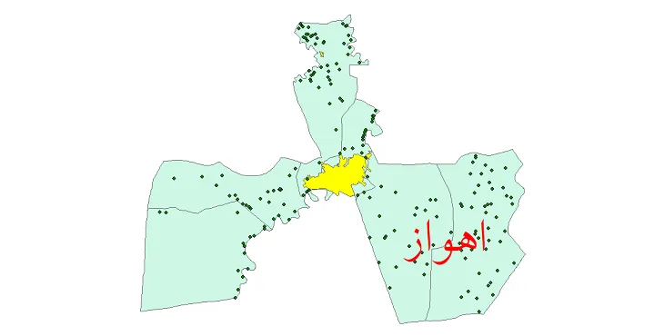 دانلود نقشه شیپ فایل (GIS) تقسیمات سیاسی شهرستان اهواز سال 1400