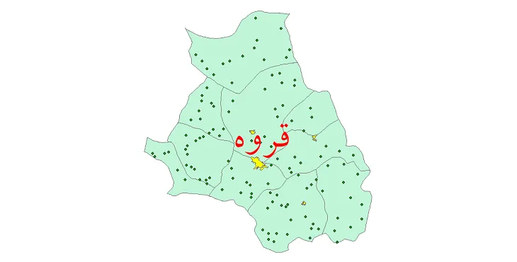 دانلود نقشه شیپ فایل (GIS) تقسیمات سیاسی شهرستان قروه سال 1400