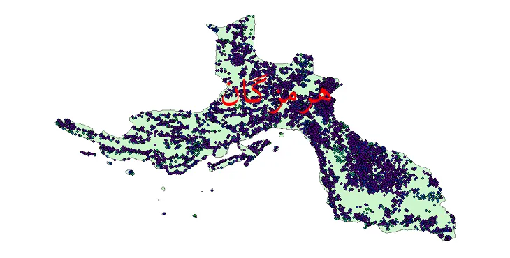 شیپ فایل جمعیت نقاط شهری و روستایی استان هرمزگان از سال 35 تا 95