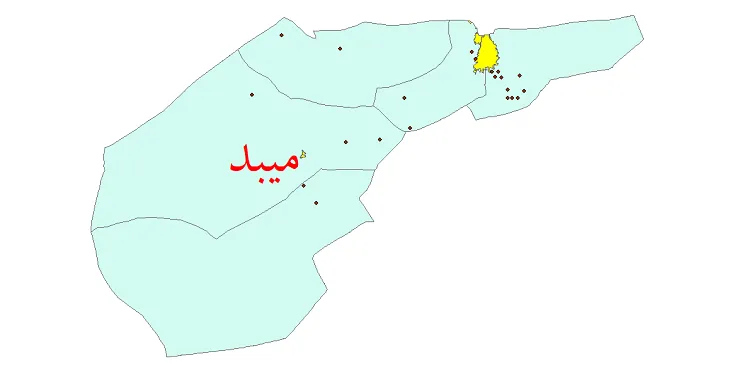 دانلود نقشه شیپ فایل (GIS) تقسیمات سیاسی شهرستان میبد سال 1400