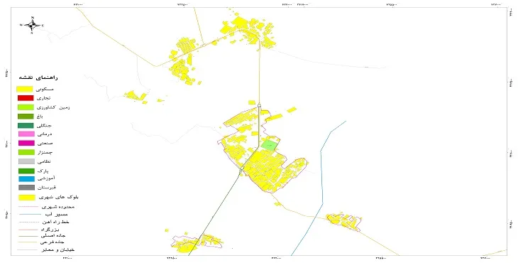 نقشه شیپ فایل (GIS) شهر تشان 1404 + عکس با کیفیت